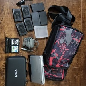 Nintendo DS and Accessory Lot With Games